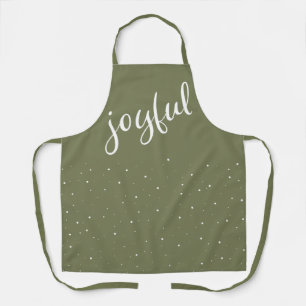Tablier Joyeux Script Olive Green Simple Noël