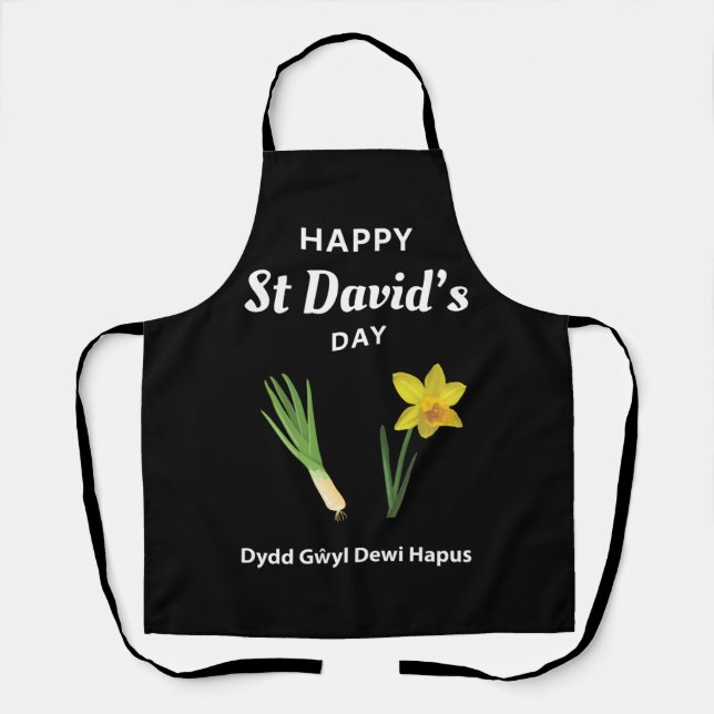 Tablier Joyeux St David's Day Dydd Gala Gallois Dewi Hapus (Recto)