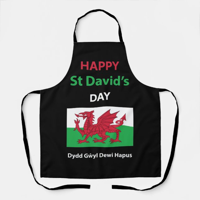 Tablier Joyeux St David's Day Dydd Gala Gallois Dewi Hapus (Recto)