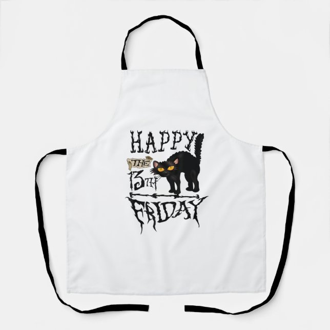 Tablier Joyeux Vendredi 13ème Chat Noir Scary Chemise Hall (Recto)