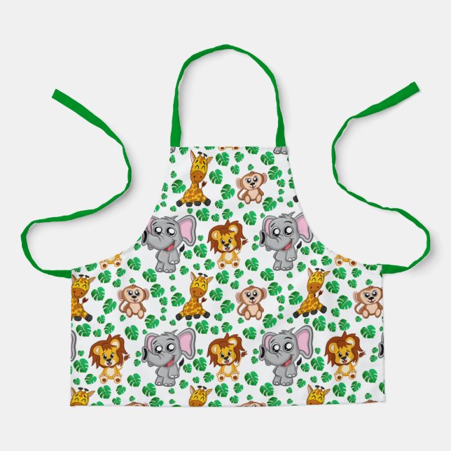 Tablier Jungle Animaux mignonette Safari Wild Cartoon Moti (Recto)