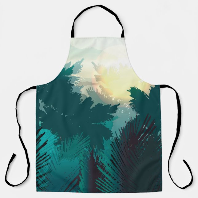 Tablier Jungle tropicale : Paysage matinal Vintage. (Recto)