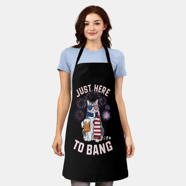 Tablier Just Here To Bang USA Drapeau Bière Amoureux des c (Porté)