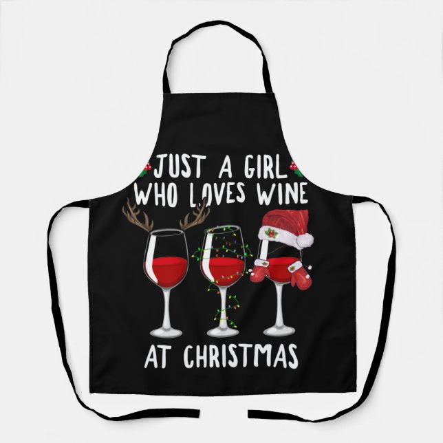 Tablier Juste Une Fille Qui Aime Le Verre À Vin À Noël (Recto)