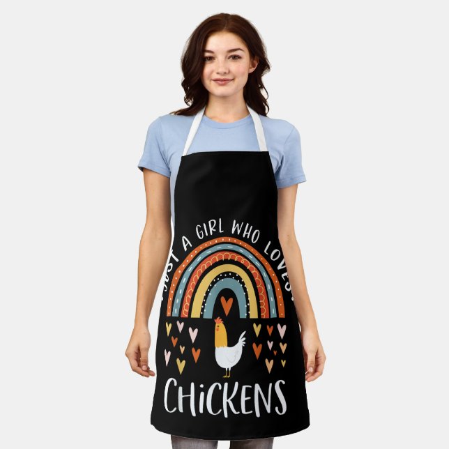 Tablier Juste Une Fille Qui Aime Les Poulets Arc-En-Ciel C (Porté)