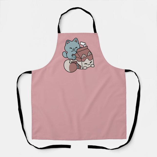 Tablier Kawaii Chocolate Milk Cat – Cozy Drink & Cuteness  (Recto)