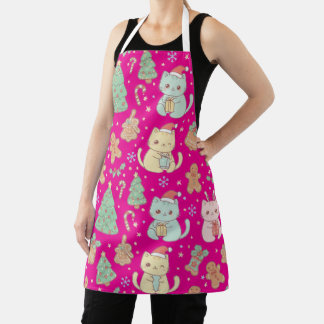 Tablier Kawaii Christmas Cats Baking Apron