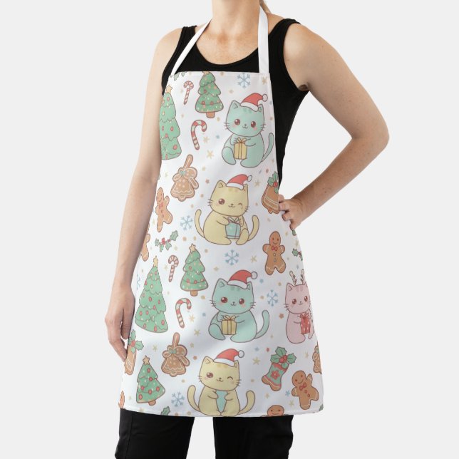 Tablier Kawaii Christmas Cats Baking Apron (Insitu)