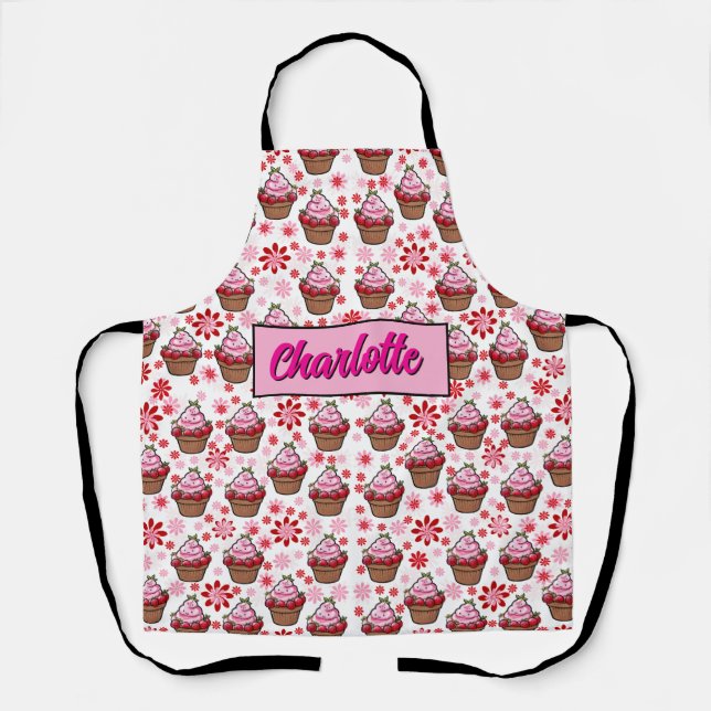 Tablier Kawaii Cupcake Design - Illustration de dessert mi (Recto)