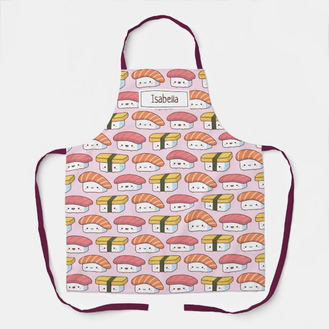 Tablier Kawaii Japonais Sushi Food Doodles Motif (Recto)