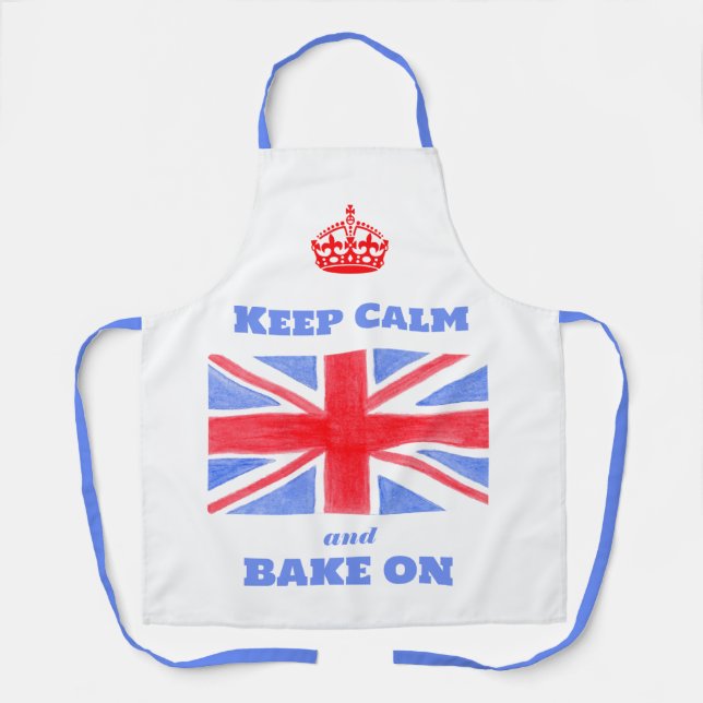 Tablier Keep Calm Bake On Union Jack British Flag Unisex (Recto)