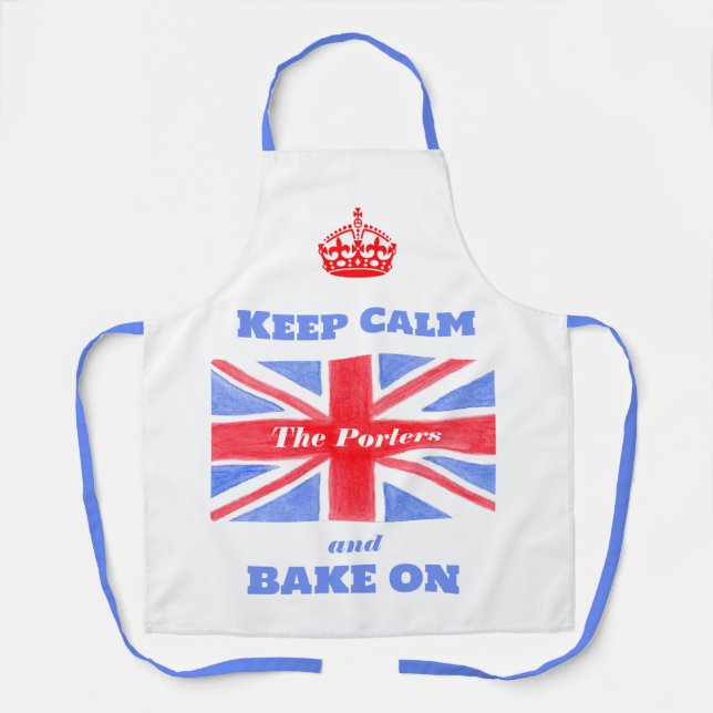 Tablier Keep Calm Bake On Union Jack British Flag Unisex A (Recto)