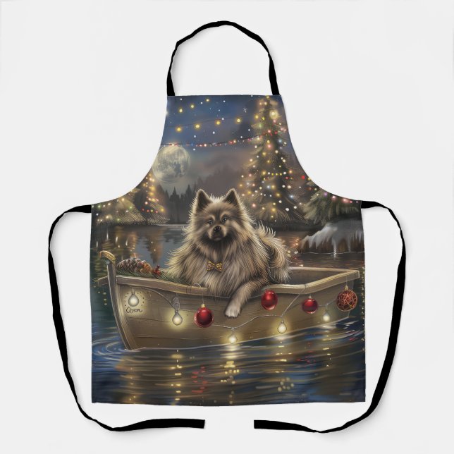 Tablier Keeshond Noël Festive Voyage (Recto)