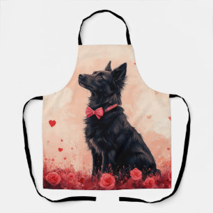 Tablier Kelpie australienne avec Roses - Saint Valentin