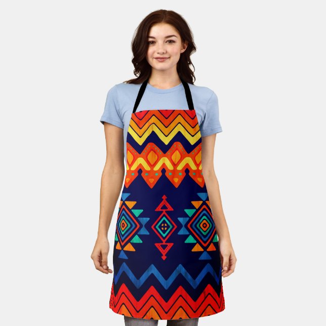 Tablier Kente tissu vintage africain coloré (Porté)