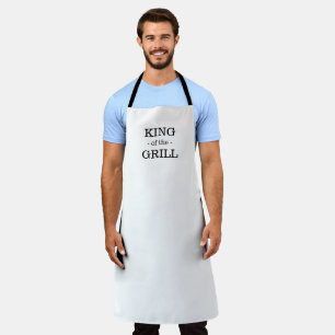 Tablier King of the Grill blanc noir texte personnalisé él
