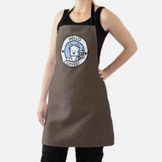 Tablier KiniArt Westie Coffee Love All-Over Imprimer Tabli