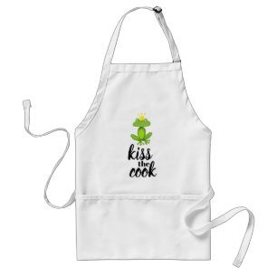 Tablier Kiss the Cook Green Frog Prince Crown Funny