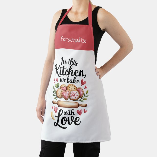 Tablier Kitchen Heartfelt Bake With Love Quote Personalize (Insitu)