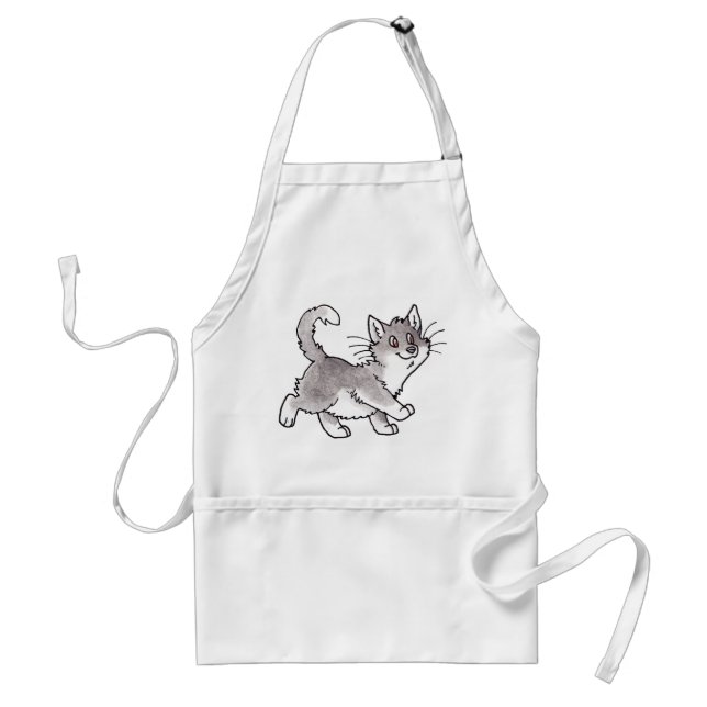 Tablier Kitty gris et blanc (Devant)