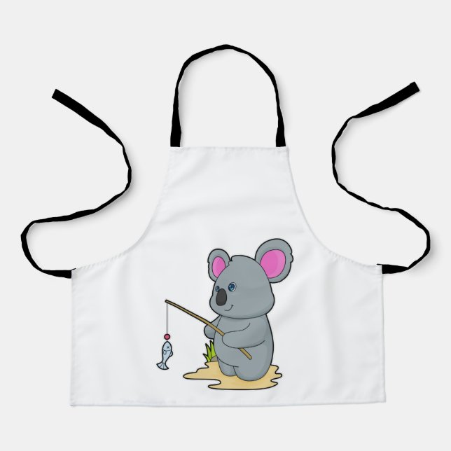 Tablier Koala en Fisher avec la canne à pêche et le poisso (Recto)