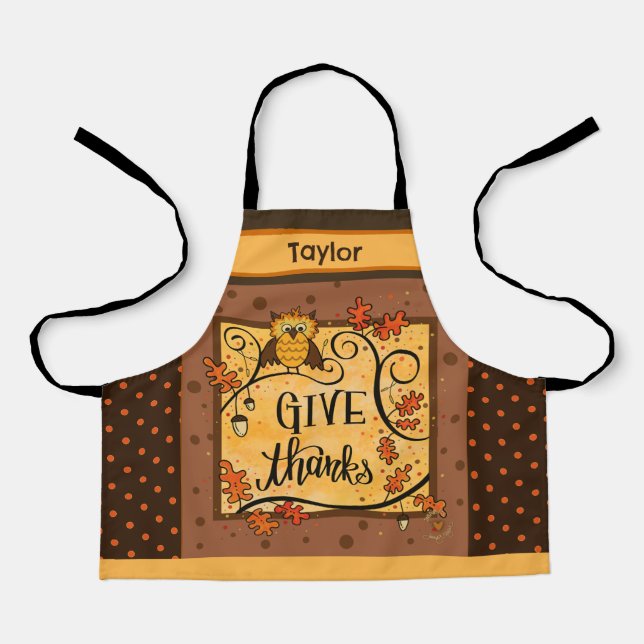 Tablier La chouette de Thanksgiving de l'enfant réveille l (Recto)