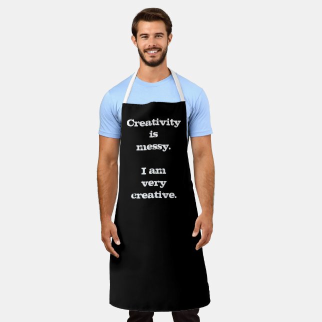 Tablier La créativité est désordonnée. Apron drôle (Porté)