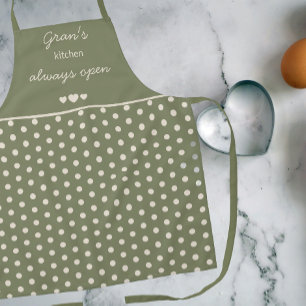 Tablier La cuisine de Gran toujours ouverte pois vert oliv