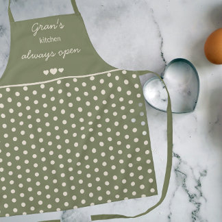 Tablier La cuisine de Gran toujours ouverte pois vert oliv