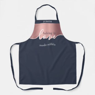 Tablier La cuisson est l'amour fait Rose comestible Script