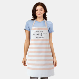 Tablier La nouvelle Mme Bride Blush Pink Modern Stripes Sc