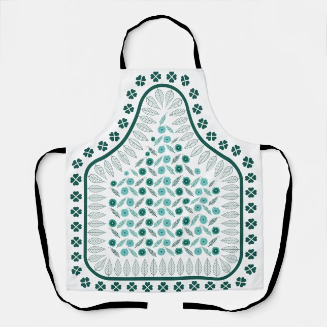 Tablier La patte florale cadeau de la mère avec frontière (Recto)