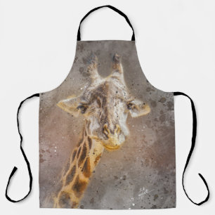 Tablier La photo de la faune de Giraffe Portrait Aquarelle
