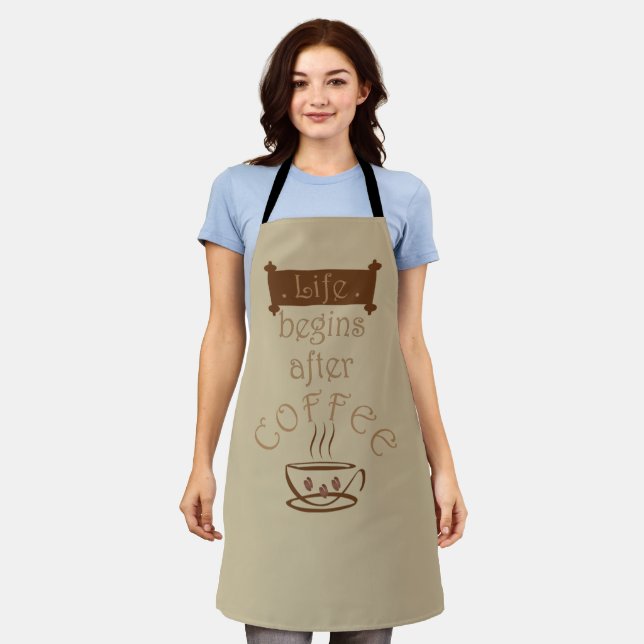 Tablier La vie commence après le café amusant buveur caféi (Porté)