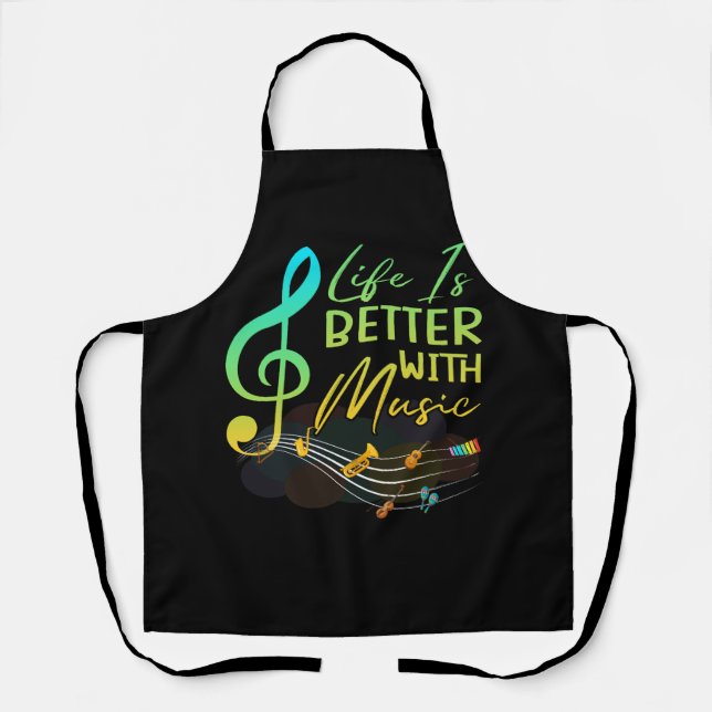 Tablier La Vie Est Meilleure Avec Musique Théorie Musicien (Recto)