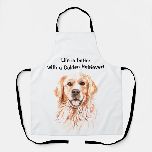 Tablier La vie est meilleure avec un Golden Retriever (Recto)