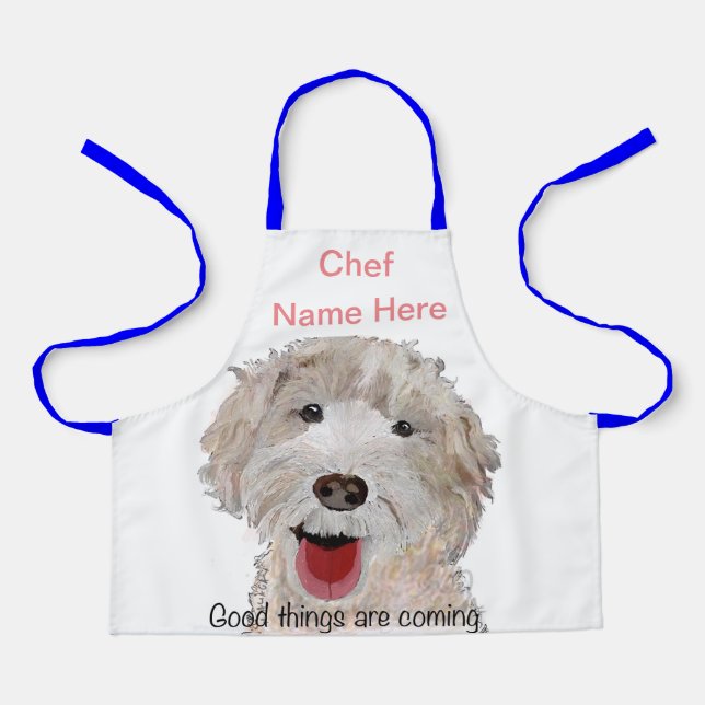 Tablier Labradoodle Chef de Cuisine (Nom Ici) (Recto)