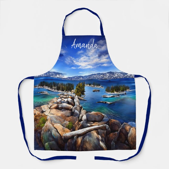 Tablier Lac pittoresque Tahoe Californie Paysage aquatique (Recto)