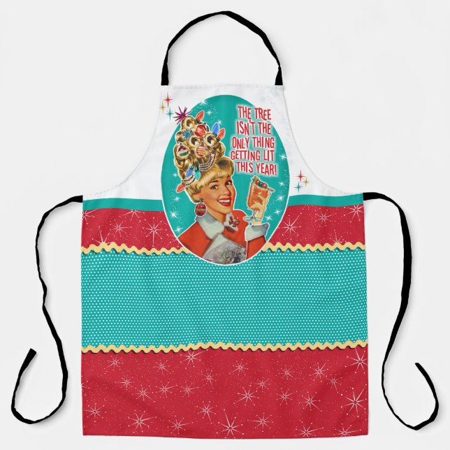 Tablier Lady Tipsy Retro S'Éclairer Noël Apron (Recto)