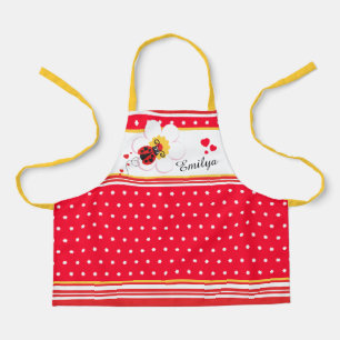 Tablier Ladybug coeur de la fleur point rouge blanc jaune 