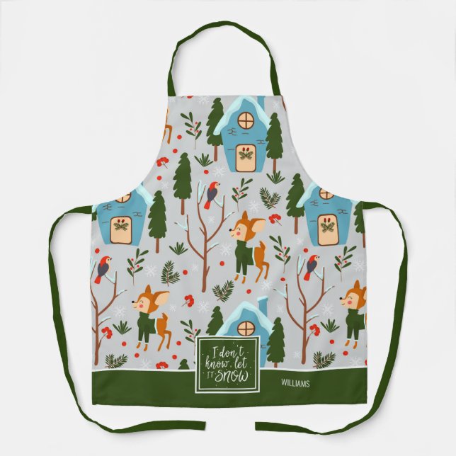 Tablier Laisser la neige mignonne Reindeer Nom du Motif Cu (Recto)