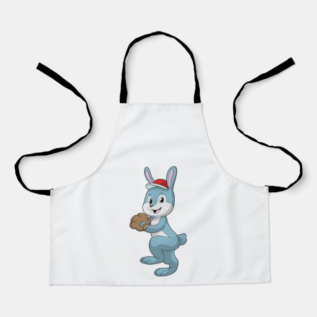 Tablier Lapin au baseball avec gant de baseball (Recto)