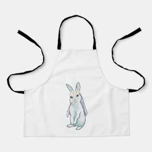Tablier Lapin comme mariée avec couronne de fleurs