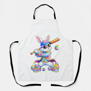 Tablier Lapin de baseball Tie Dye drôle Pâques Lapin Homme