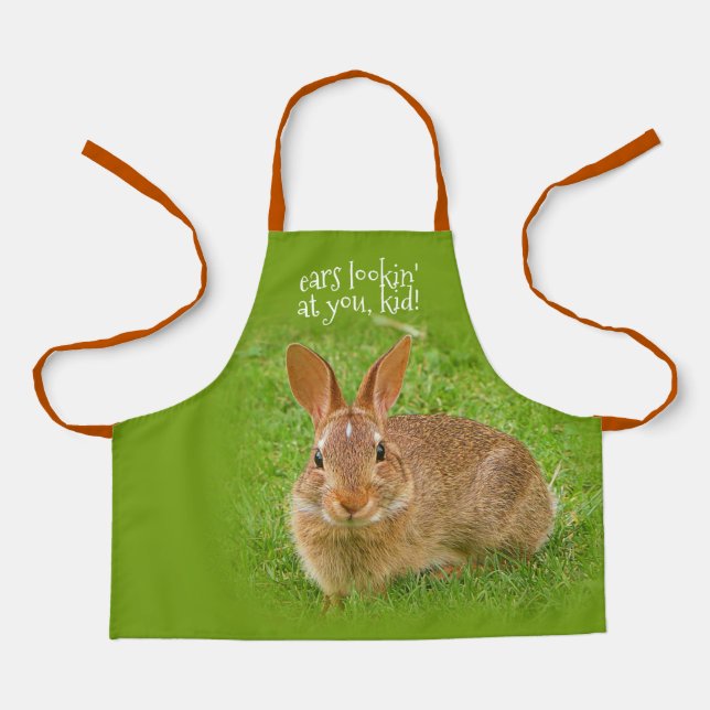 Tablier Lapin mignon lapin sur le Golf Vert (Recto)