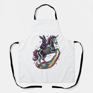 Tablier Lapin sombre montant un squelette de licorne vinta