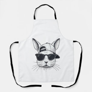 Tablier Lapin visage avec lunettes de soleil casquette jou