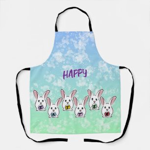 Tablier Lapins de Pâques en forme d'oeuf