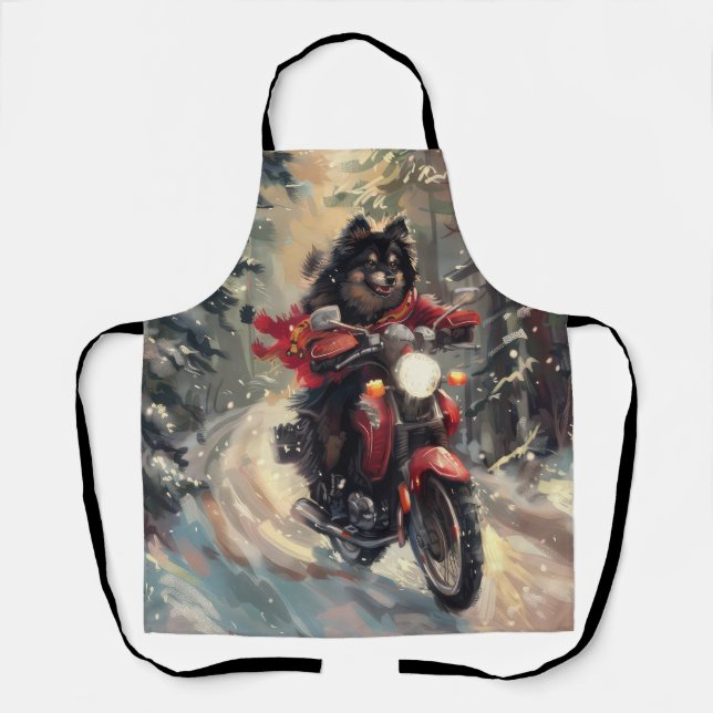 Tablier Lapphund Finlandais Chien à cheval Moto Noël (Recto)