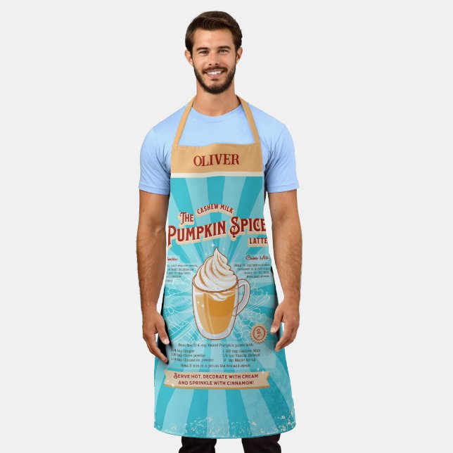 Tablier Latte épice Citrouille vintage - Poster de la rece (Porté)